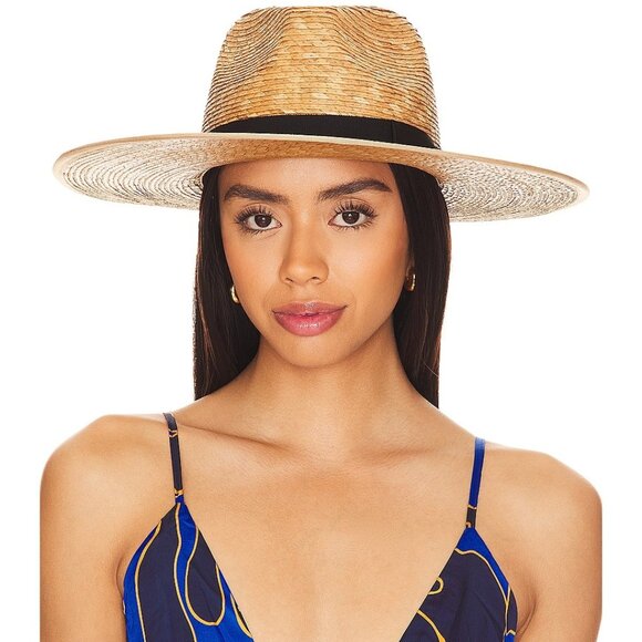 Brixton Jo Straw Rancher in Tan & Black STRAW SUN BEACH HAT new UV protection - Picture 4 of 14
